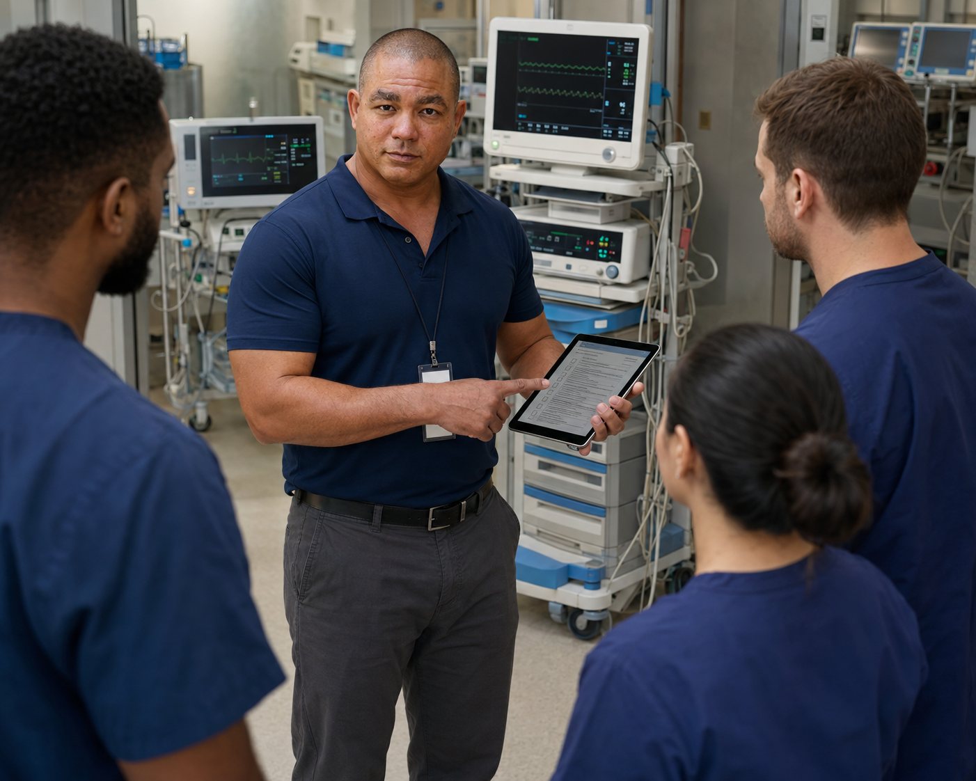 BiomedRx technician performing biomedical equipment calibration to protect patient safety