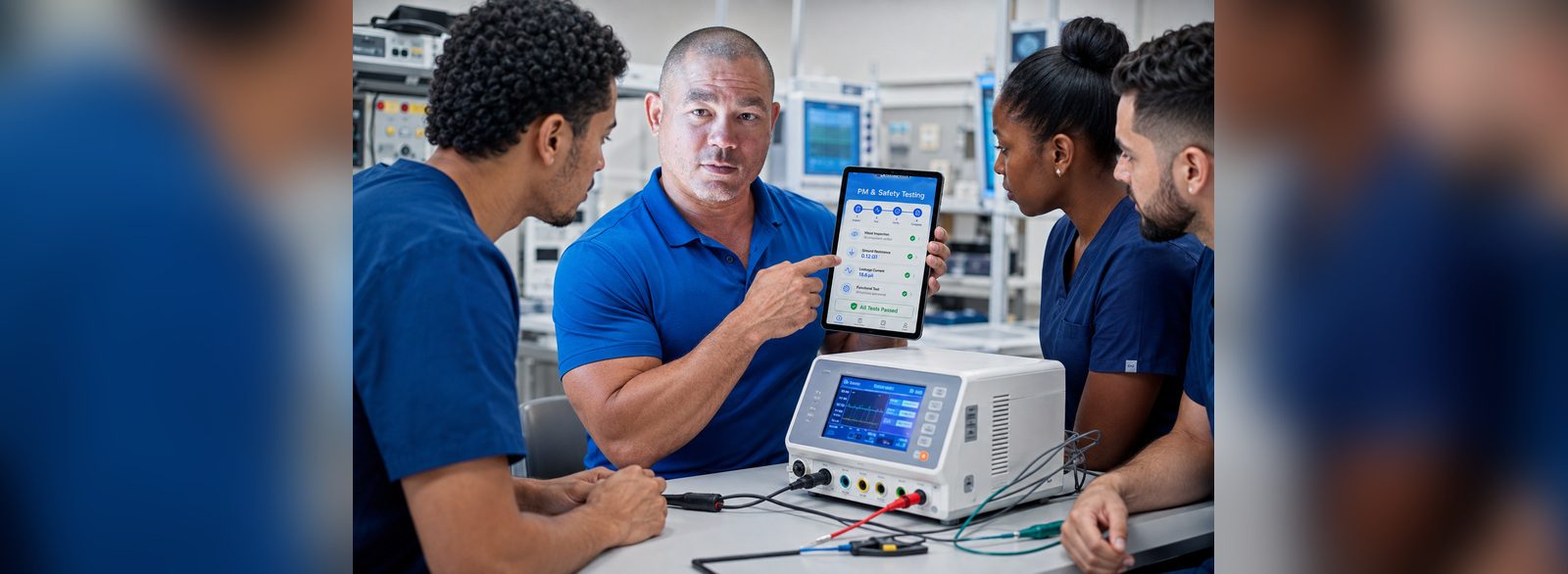 Electrosurgical unit preventive maintenance and safety testing logged in the BiomedRx App