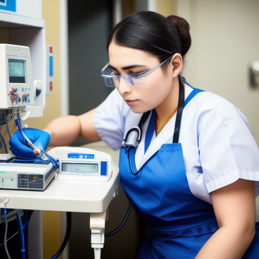 Biomedical equipment technician servicing medical equipment
