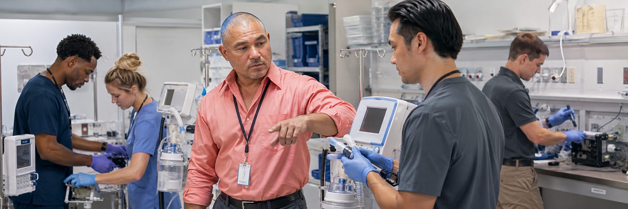 Medical imaging equipment service on a cath lab C-arm and patient monitoring system