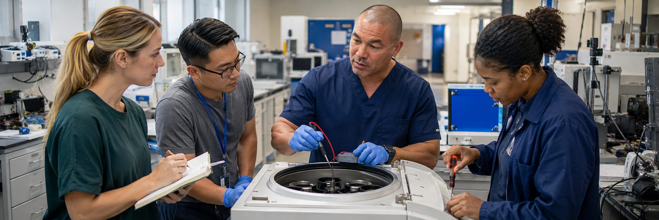 Clinical laboratory analyzer service and preventive maintenance by biomedical technicians