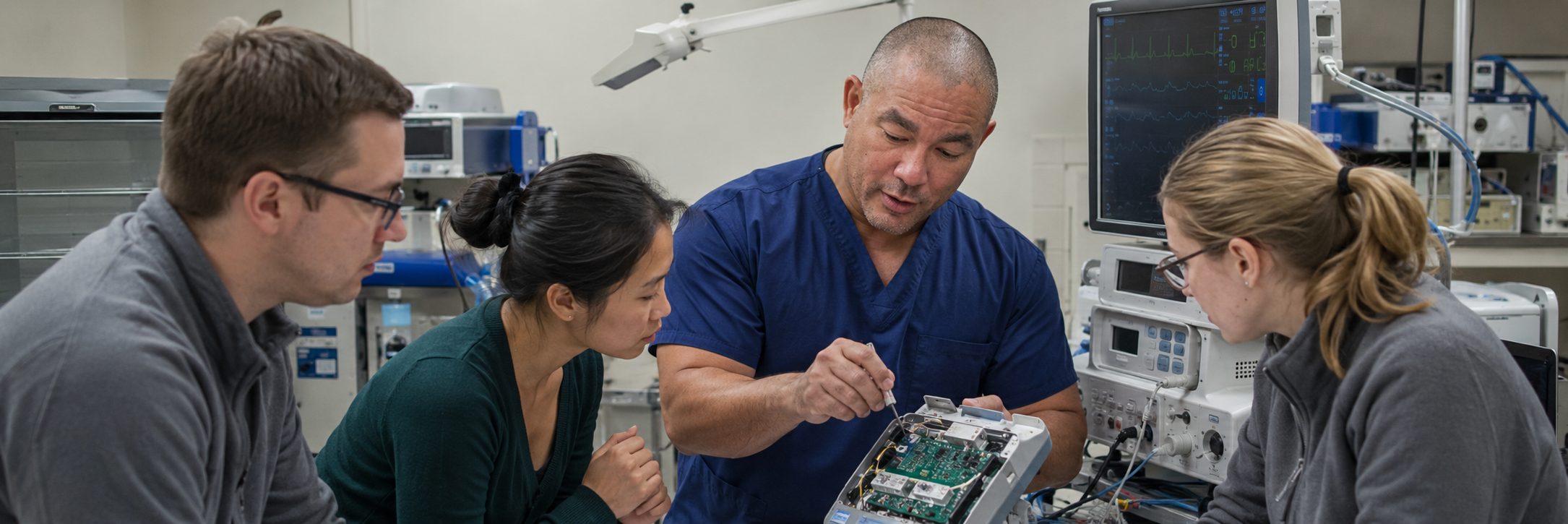 Medical imaging equipment service on a mammography system with test instrumentation